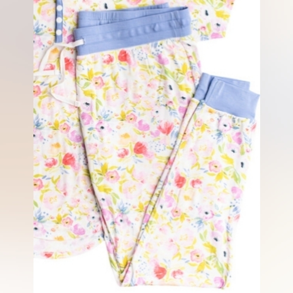 Little Sleepies Bamboo Rainbow Blooms Pajama Pants In Water Color Floral Sz XL